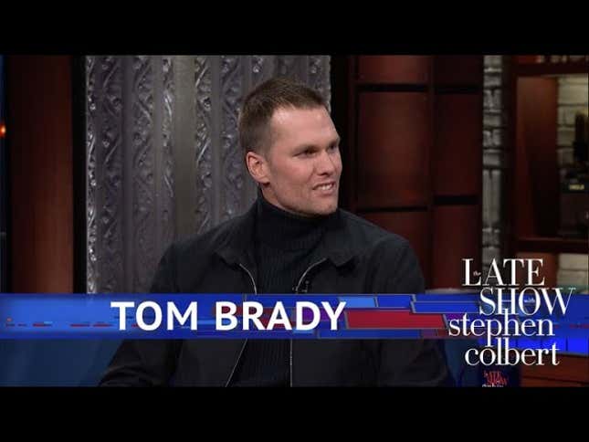 On <i>The Late Show</i>, Stephen Colbert tempts Tom Brady with strawberries, lotion, and a forbidden beer