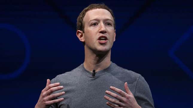 Facebook founder Mark Zuckerberg delivering a speech.
