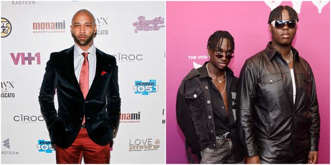 Joe Budden announced the end of his Spotify partnership, while social media stars Rickey Thompson (L) and Denzel Dion are partnering with the streaming giant for an upcoming show.