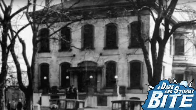 Black-and-white vintage photo of Lemp Mansion exterior