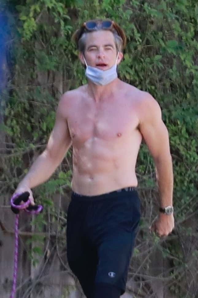 Image for article titled Chris Pine Is In a Three-Way Beauty Competition Against Springtime and His Dog