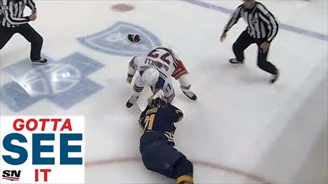 Sabres' Kyle Okposo Knocked Out Of Game After Taking One Punch From Rangers' Tony DeAngelo<em></em>