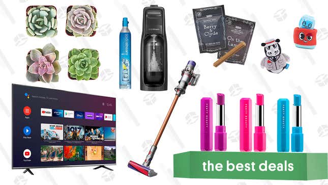 Image for article titled Saturday&#39;s Best Deals: TCL 50&quot; 4K Smart TV, BarkBox Monthly Subscription Box, Succulents &amp; Plants, SodaStream Kit, Fenty Poutsicle Lipsticks, and Dyson V10 Absolute