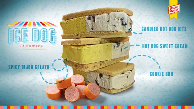 Image for article titled Oscar Mayer gives the people what they need: a mustard-and-hot dog ice cream sandwich