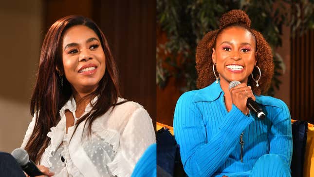 (L-R): Regina Hall and Issa Rae onstage during “A Little Conversation” on April 04, 2019, in Atlanta, Georgia.