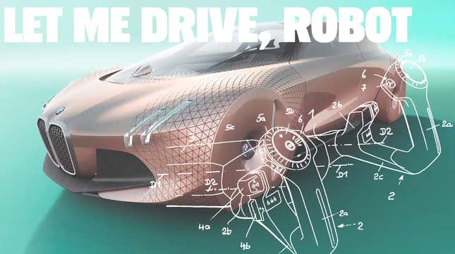 Image for article titled BMW Patents A Weird Driving Yoke To Manually Control Autonomous Vehicles