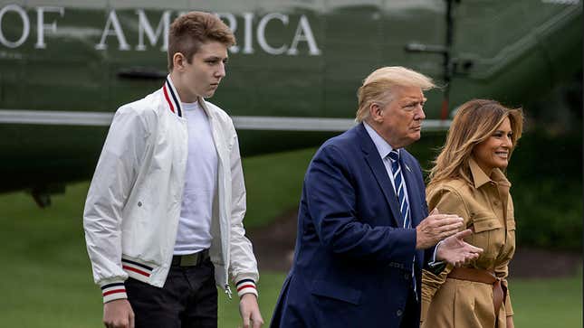 Image for article titled President Trump Simply Loves His Tall Son, His &#39;Beautiful Barron&#39;