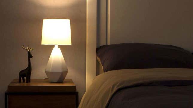 This SOTTAE Modern Ceramic Geometric Lamp is small enough to fit on a nightstand, but has plenty of personality.