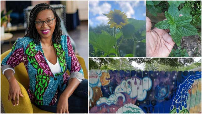 Left: Keyatta Mincey-Parker; Right: Photos from the Sip of Paradise Garden