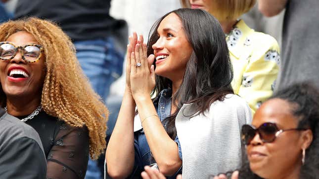 Meghan, Duchess of Sussex, sits alongside Oracene Price, mother of Serena Williams, at the Women’s Singles final match on day thirteen of the 2019 US Open on Sept. 7, 2019, in Queens, N.Y.