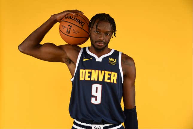 Jerami Grant #9 of the Denver Nuggets poses for a portrait during the Denver Nuggets Media Day at Pepsi Center on September 30, 2019 in Denver, Colorado.