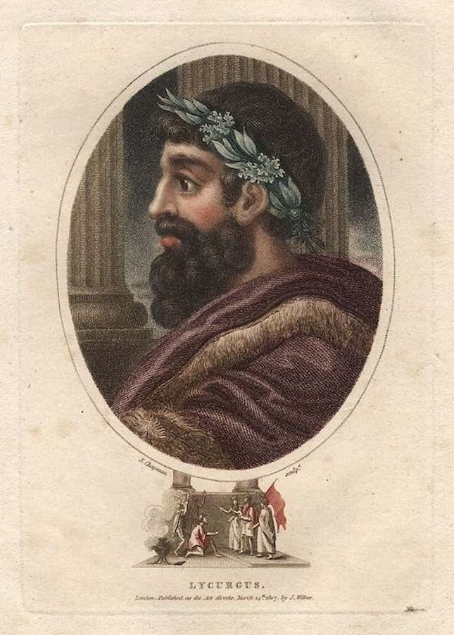 An 18th-century engraving of King Lycurgus