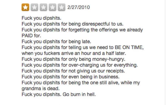 Image for article titled "Idiot Mortician Forgot the Dentures': Grim Yelp Reviews of Funerals