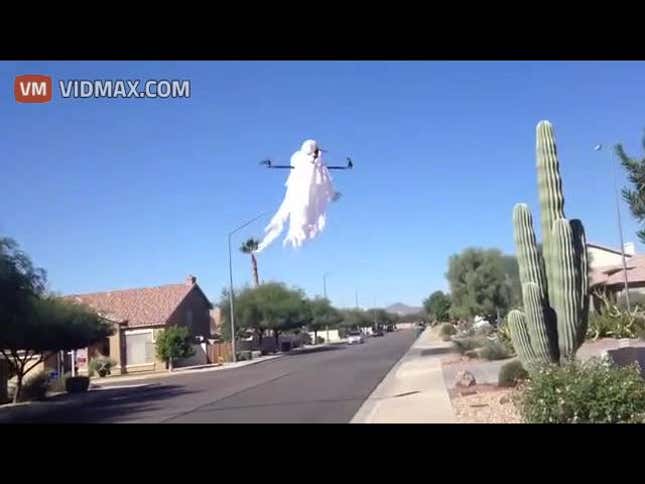 This Drone Dressed as a Ghost Is Ready to Scare Kids to Death On Halloween
