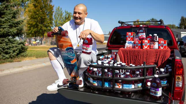 TikTok star Nathan Apodaca, aka 420doggface208, poses after being gifted a truck by Ocean Spray on October 6, 2020 in Idaho Falls, Idaho