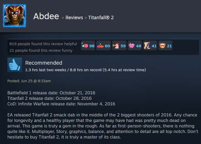 My steam review :) : r/titanfall