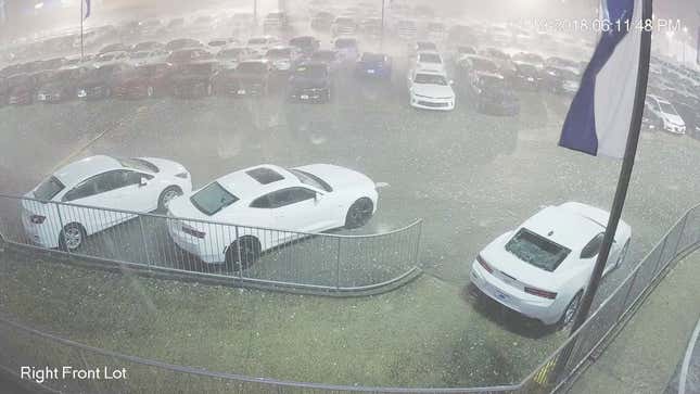 Watch Baseball-Sized Hail Pound The Crap Out Of A Bunch Of New Chevys