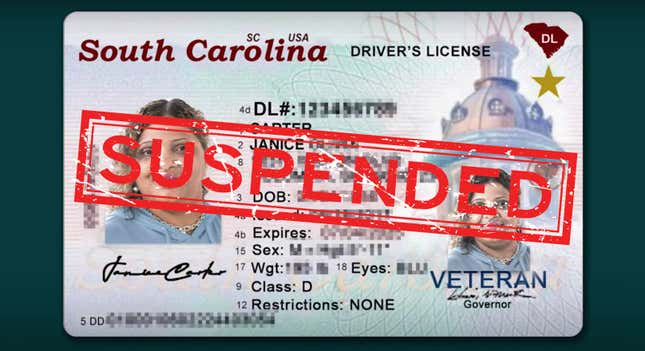 Image for article titled ACLU Files Suit Against South Carolina&#39;s Wealth-Based Driver&#39;s License Suspensions