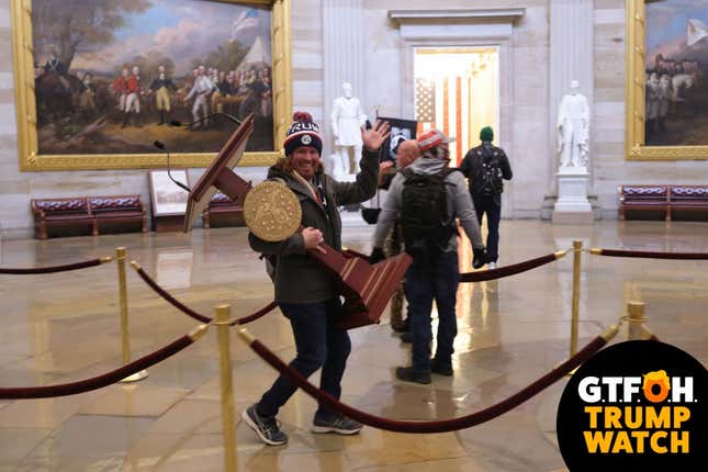 Protesters enter the U.S. Capitol Building on January 06, 2021, in Washington, DC.