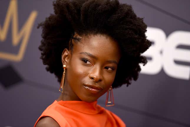 Amanda Gorman attends the Black Girls Rock! 2018 Red Carpet at NJPAC on August 26, 2018 in Newark, New Jersey.