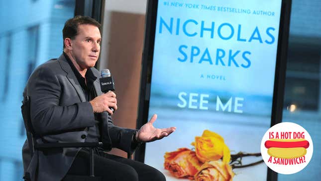 Image for article titled Hey Nicholas Sparks, is a hot dog a sandwich?