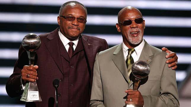 Tommie Smith and John Carlos accept the Arthur Ashe Award for Courage at the 2008 ESPYs. Now, 51 years after being sent home by the Olympics for their black-gloved salute at the 1968 Mexico City Olympics to protest racial oppression, the Olympics is inducting them into its hall of fame.