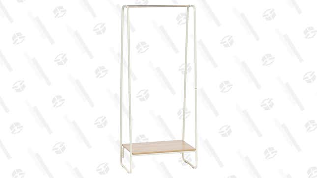 With the inclusion of a wood shelf, this garment rack doubles as a design element. Hang up any overflow from your closet, or use it for more decorative purposes, like a hanging planter.