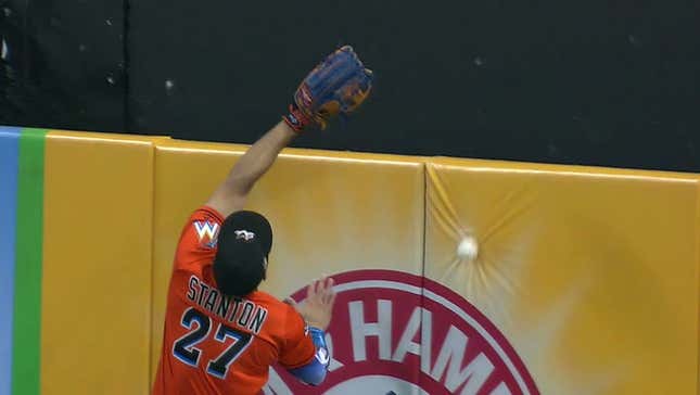 Giancarlo Stanton Chucked His Glove Over The Wall Attempting To Rob A Non-Dinger