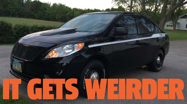 Image for article titled This Hilarious Customized Nissan Versa Has A Ridiculous Mod I&#39;ve Never Seen Before