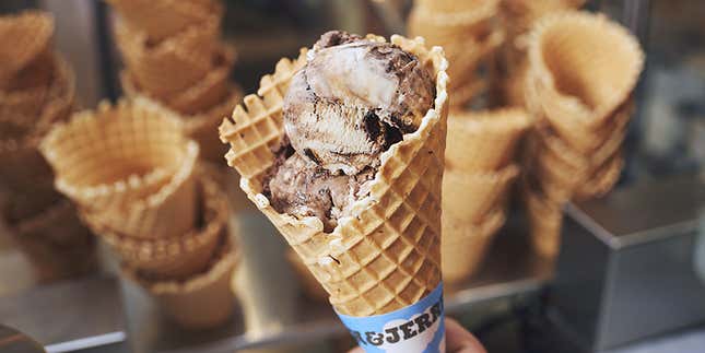 Justice ReMix’d ice cream in a waffle cone