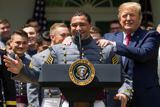 When the Army guys, who are right out of central casting, are unbelievably strong and also your friend.