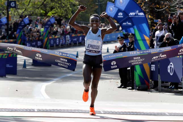 Image for article titled I'm So Proud of Joyciline Jepkosgei, Who Won the New York City Marathon With the Fastest Debut Time Ever