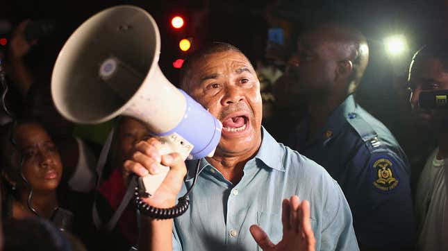 In this 2014 photo, Rep. Lacy Clay (D-Mo.) speaks to demonstrators gathered in Ferguson, Mo., to protest the fatal police shooting of Michael Brown.