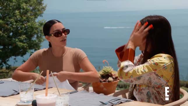 Image for article titled I'm Pretty Sure Kim Kardashian Made a Lesbian Joke About Kourtney Kardashian and Addison Rae