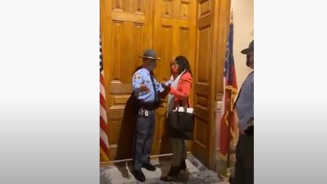 Georgia Rep. Park Cannon for knocking on Ga. Gov. Brian Kemp’s door.  