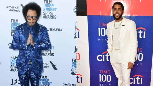 Boots Riley, left, attends the 2019 Film Independent Spirit Awards on February 23, 2019, in Santa Monica, Calif.; Jharrel Jerome attends Time 100 Next on November 14, 2019, in New York City.