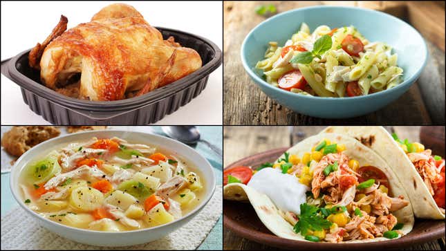 Image for article titled How to assemble a week of meals using one rotisserie chicken