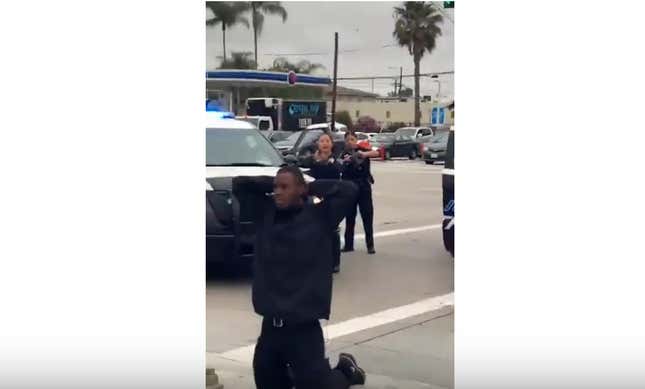 Image for article titled California Police Swarm an Unarmed Black Man With Guns Drawn in Viral Video