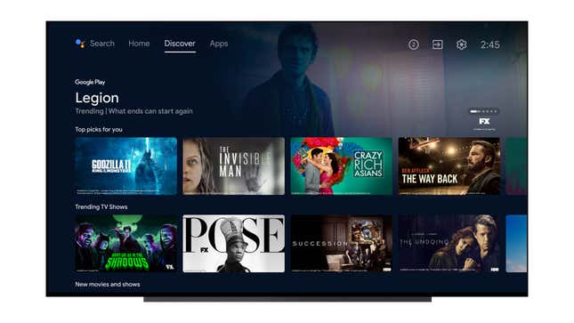 Image for article titled Android TV Is Getting a Big Update With a New Discovery Page