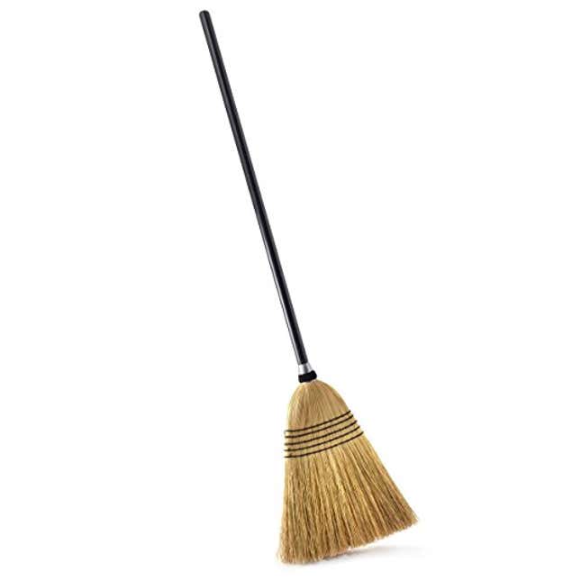 “O-Cedar Heavy Duty Commercial 100% Corn Broom with Solid Wood Handle” via Amazon