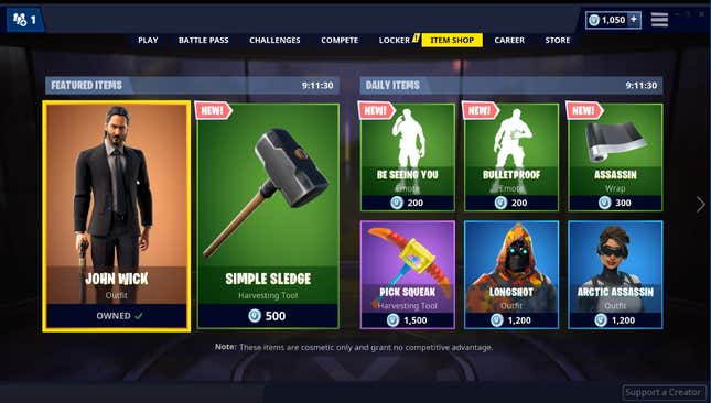 Image for article titled Fortnite's New John Wick Mode Is Basically Just Fortnite With Nice Suits