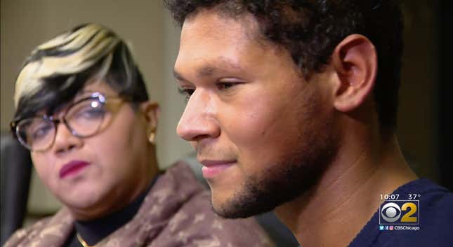 Stanley Fabian (right) and his mother, TeSaxton Washington (left)