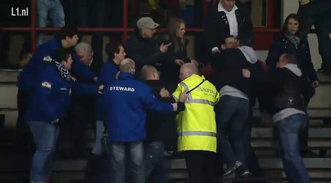 Goalie And Ref Try To Save Their Dad, Who Is Fighting In The Stands