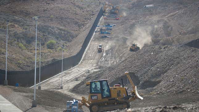 A section of U.S.-Mexico border wall being constructed by We Build the Wall in Sunland Park, June 2019.