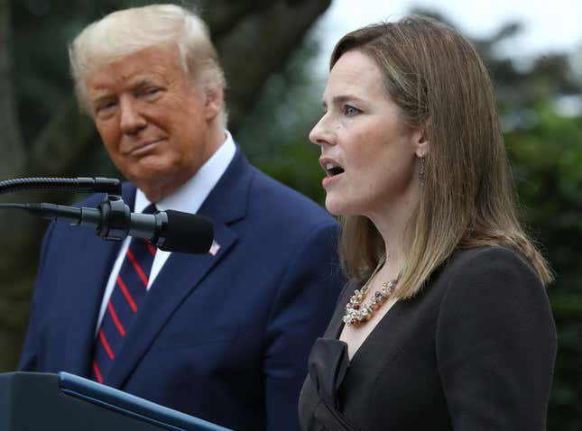 Image for article titled Trump Nominates Amy Coney Barrett to Fill RBG&#39;s Supreme Court Seat, Senate Republicans Plan to Confirm Her Before November