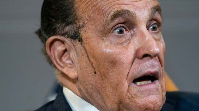 Rudy Giuliani sweats out hair dye while quoting <i>My Cousin Vinny</i>