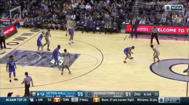 Georgetown's James Akinjo Teaches Seton Hall's Quincy McKnight A Lesson On Actually Playing Defense After Slapping The Floor