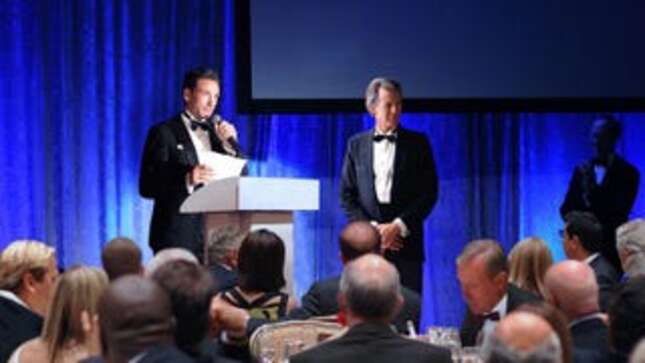 The utter sack of shit is celebrated by dozens of other conniving fucks.