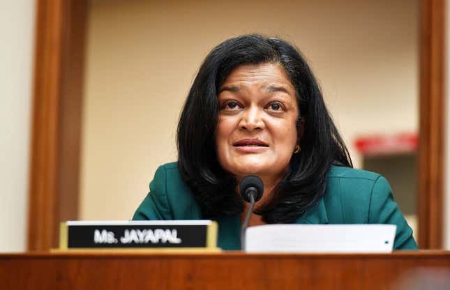 Rep. Pramila Jayapal (D-Wash.), speaks during the House Judiciary Subcommittee hearing on Antitrust, Commercial and Administrative Law on Online Platforms and Market Power in the Rayburn House office Building, July 29, 2020 on Capitol Hill in Washington, DC.