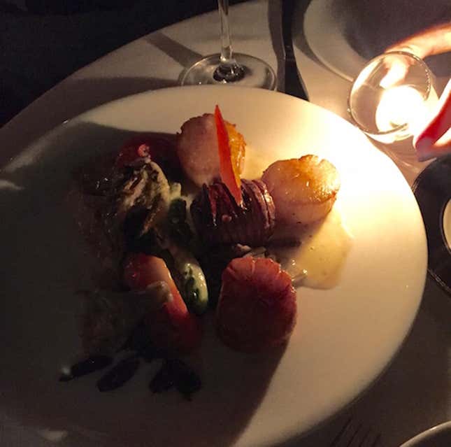 The scallops, by candlelight. (Image by Ellie Shechet)